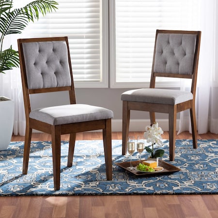 Baxton Studio Gideon ModernGrey Fabric Upholstered and Walnut Brown Finished Wood Dining Chair Set(2PC) PR 195-2PC-12145-ZORO
